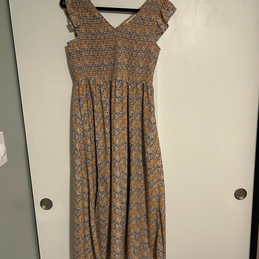 MELLODAY Floral Print Maxi Dress - Yellow and Blue